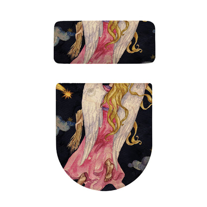Watercolor Virgo Zodiac Sign Print Toilet Lid And Tank Cover Set
