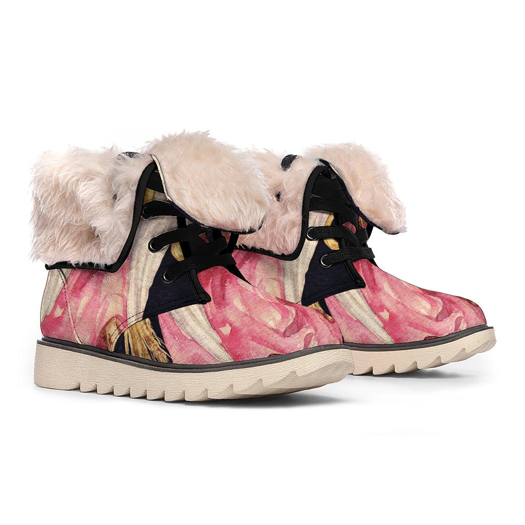 Watercolor Virgo Zodiac Sign Print Winter Boots