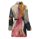 Watercolor Virgo Zodiac Sign Print Women's Bathrobe