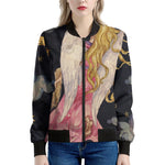 Watercolor Virgo Zodiac Sign Print Women's Bomber Jacket