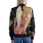 Watercolor Virgo Zodiac Sign Print Women's Bomber Jacket