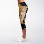 Watercolor Virgo Zodiac Sign Print Women's Capri Leggings