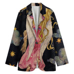 Watercolor Virgo Zodiac Sign Print Women's Cotton Blazer