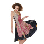 Watercolor Virgo Zodiac Sign Print Women's Sleeveless Dress