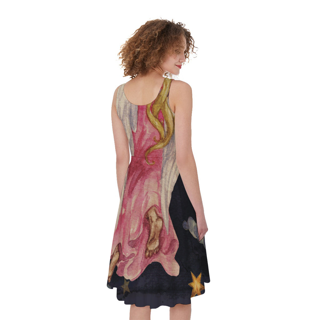 Watercolor Virgo Zodiac Sign Print Women's Sleeveless Dress