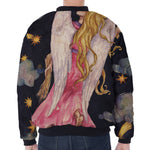 Watercolor Virgo Zodiac Sign Print Zip Sleeve Bomber Jacket