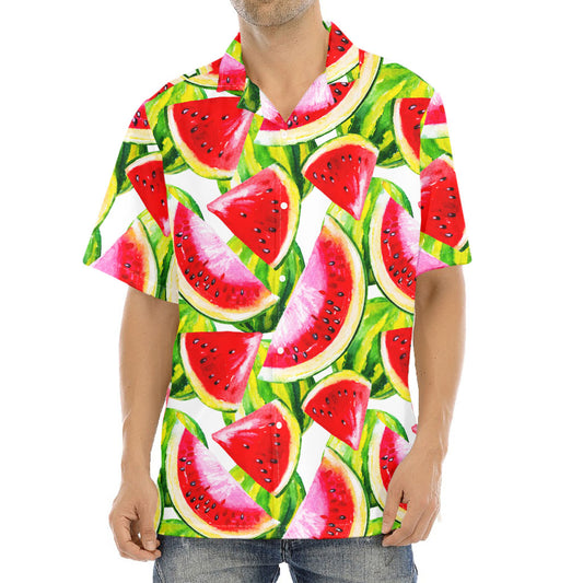 Watercolor Watermelon Pattern Print Aloha Shirt