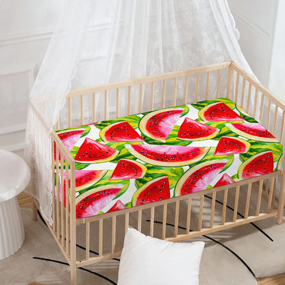 Watercolor Watermelon Pattern Print Baby Crib Sheet