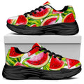 Watercolor Watermelon Pattern Print Black Chunky Shoes