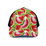 Watercolor Watermelon Pattern Print Black Mesh Trucker Cap