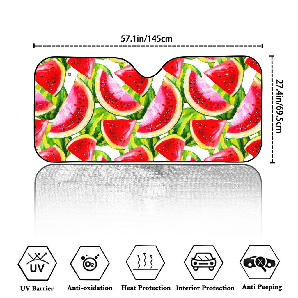 Watercolor Watermelon Pattern Print Car Windshield Sun Shade