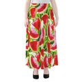 Watercolor Watermelon Pattern Print Chiffon Maxi Skirt