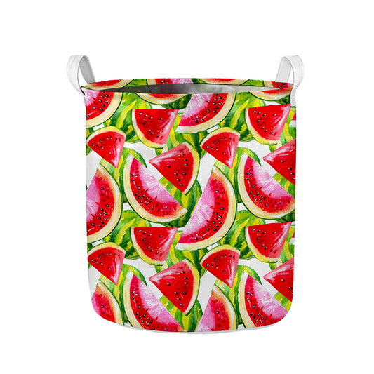 Watercolor Watermelon Pattern Print Collapsible Laundry Basket