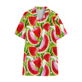 Watercolor Watermelon Pattern Print Cotton Hawaiian Shirt