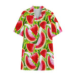 Watercolor Watermelon Pattern Print Cotton Hawaiian Shirt