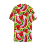 Watercolor Watermelon Pattern Print Cotton Hawaiian Shirt