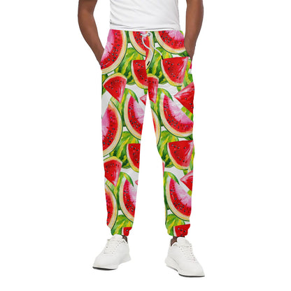 Watercolor Watermelon Pattern Print Cotton Pants