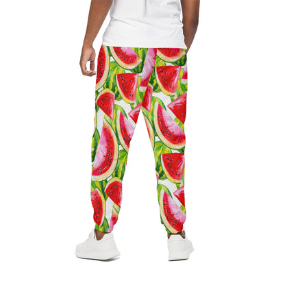 Watercolor Watermelon Pattern Print Cotton Pants