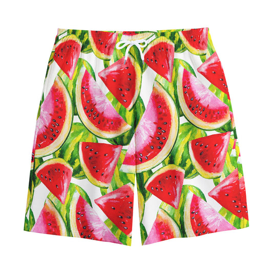 Watercolor Watermelon Pattern Print Cotton Shorts
