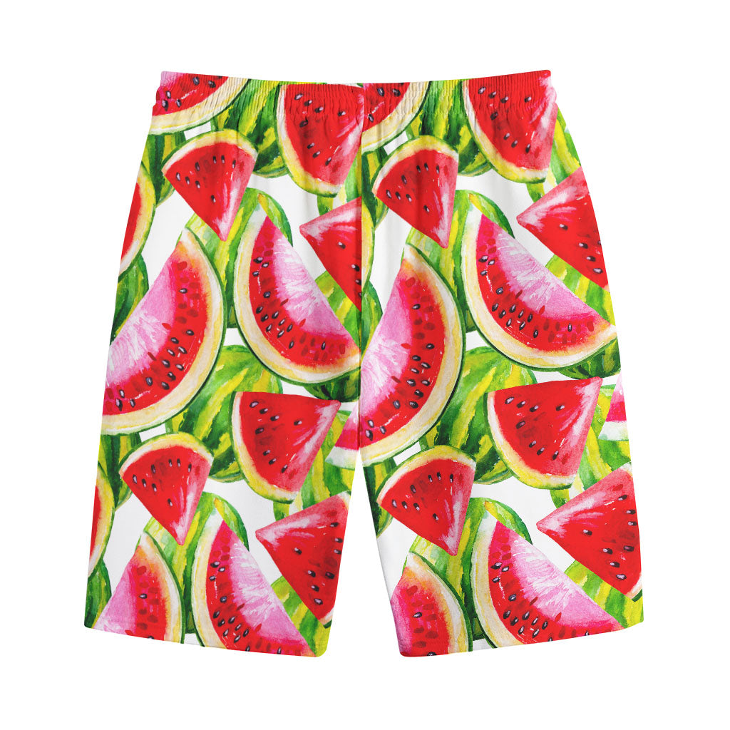 Watercolor Watermelon Pattern Print Cotton Shorts