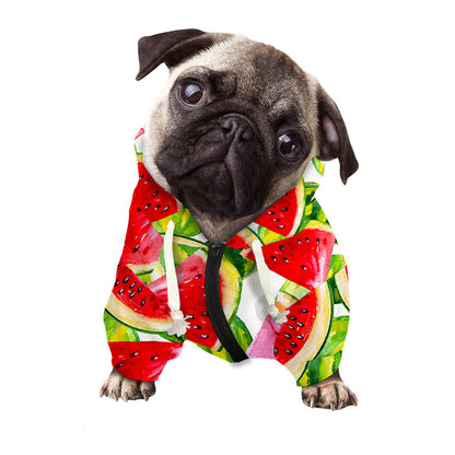 Watercolor Watermelon Pattern Print Dog Zip Up Hoodie