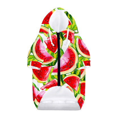 Watercolor Watermelon Pattern Print Dog Zip Up Hoodie