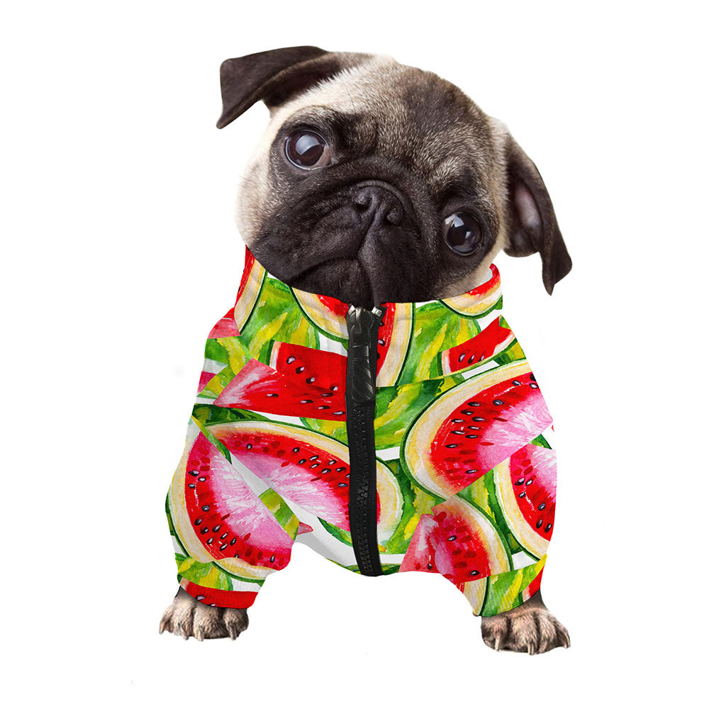 Watercolor Watermelon Pattern Print Dog Zip Up Jacket