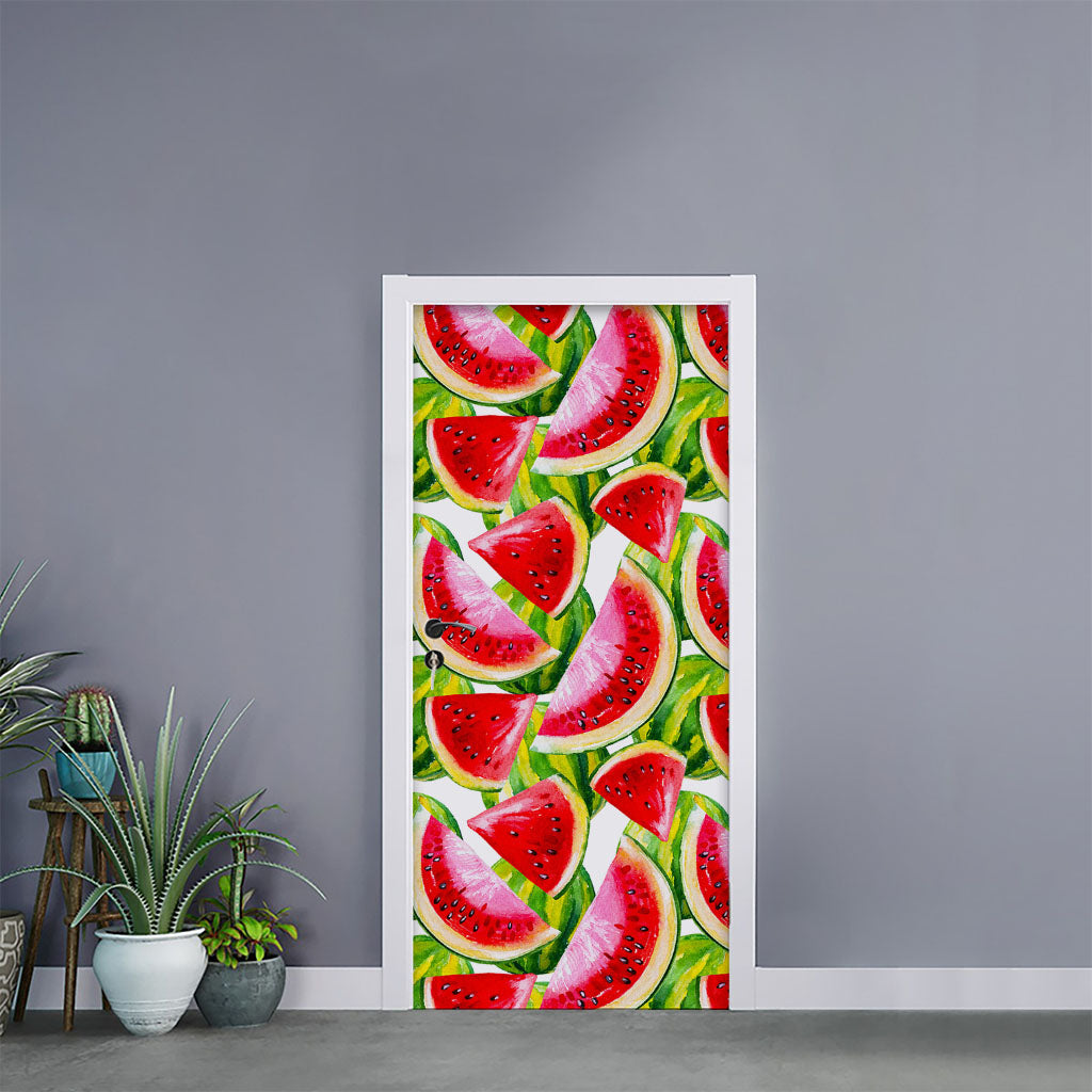 Watercolor Watermelon Pattern Print Door Sticker