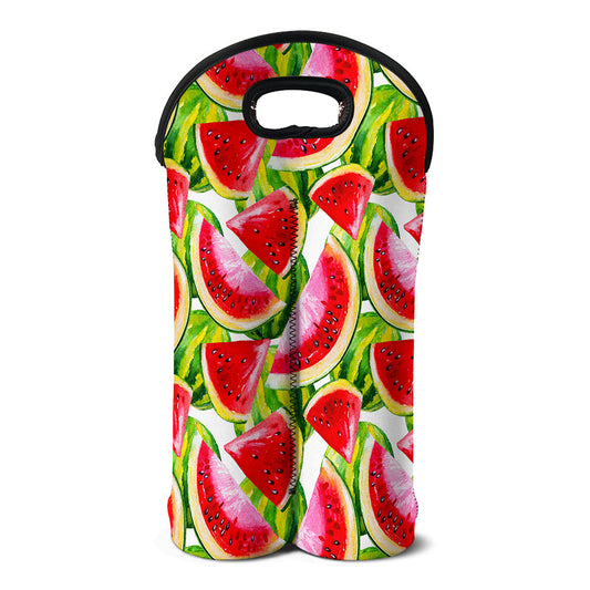 Watercolor Watermelon Pattern Print Double Neoprene Wine Tote