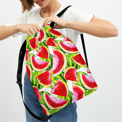 Watercolor Watermelon Pattern Print Drawstring Backpack