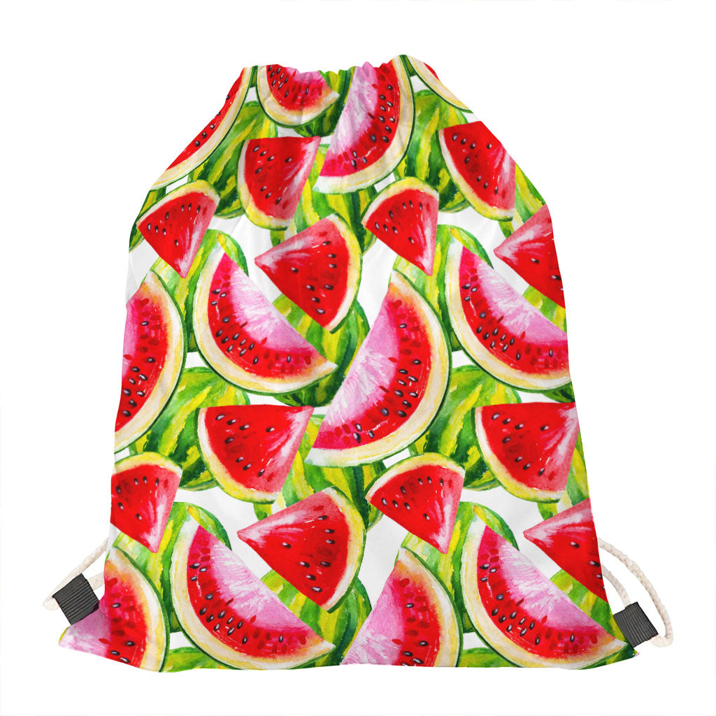 Watercolor Watermelon Pattern Print Drawstring Bag