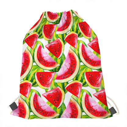 Watercolor Watermelon Pattern Print Drawstring Bag