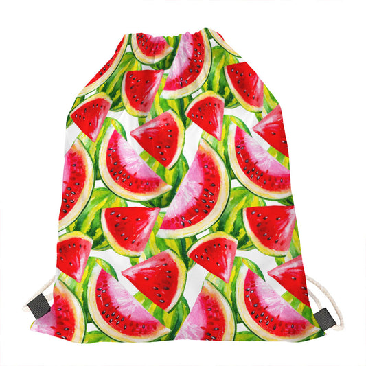 Watercolor Watermelon Pattern Print Drawstring Bag