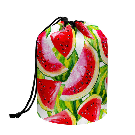 Watercolor Watermelon Pattern Print Drawstring Makeup Bag