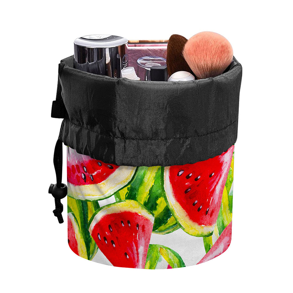 Watercolor Watermelon Pattern Print Drawstring Makeup Bag