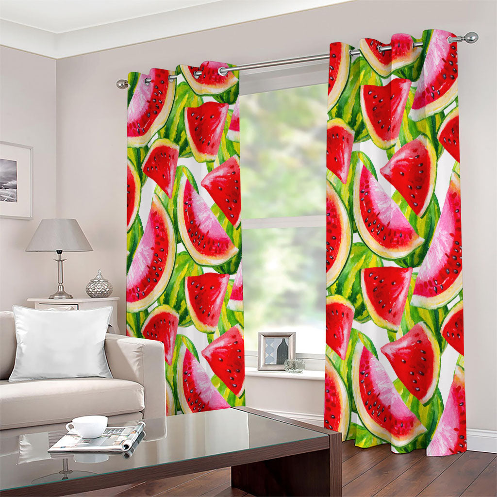 Watercolor Watermelon Pattern Print Extra Wide Grommet Curtains
