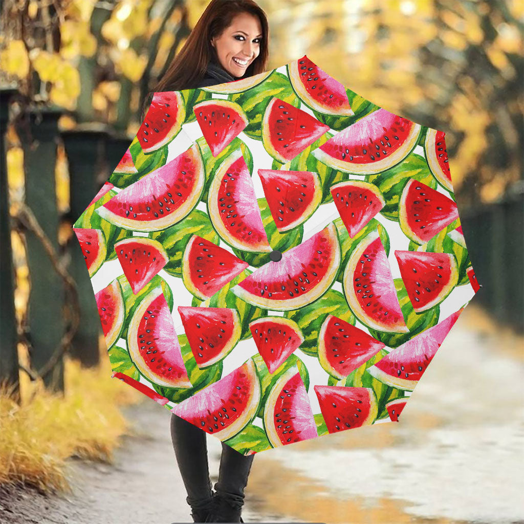 Watercolor Watermelon Pattern Print Foldable Umbrella