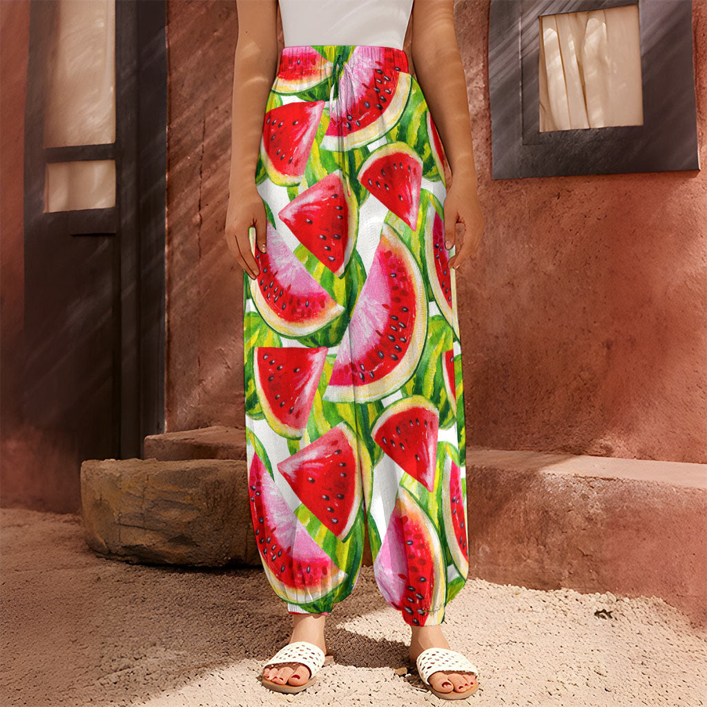 Watercolor Watermelon Pattern Print Harem Pants