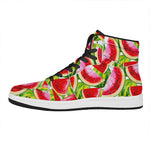 Watercolor Watermelon Pattern Print High Top Leather Sneakers