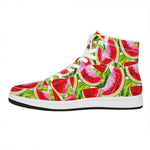 Watercolor Watermelon Pattern Print High Top Leather Sneakers