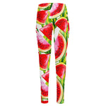 Watercolor Watermelon Pattern Print High-Waisted Pocket Leggings