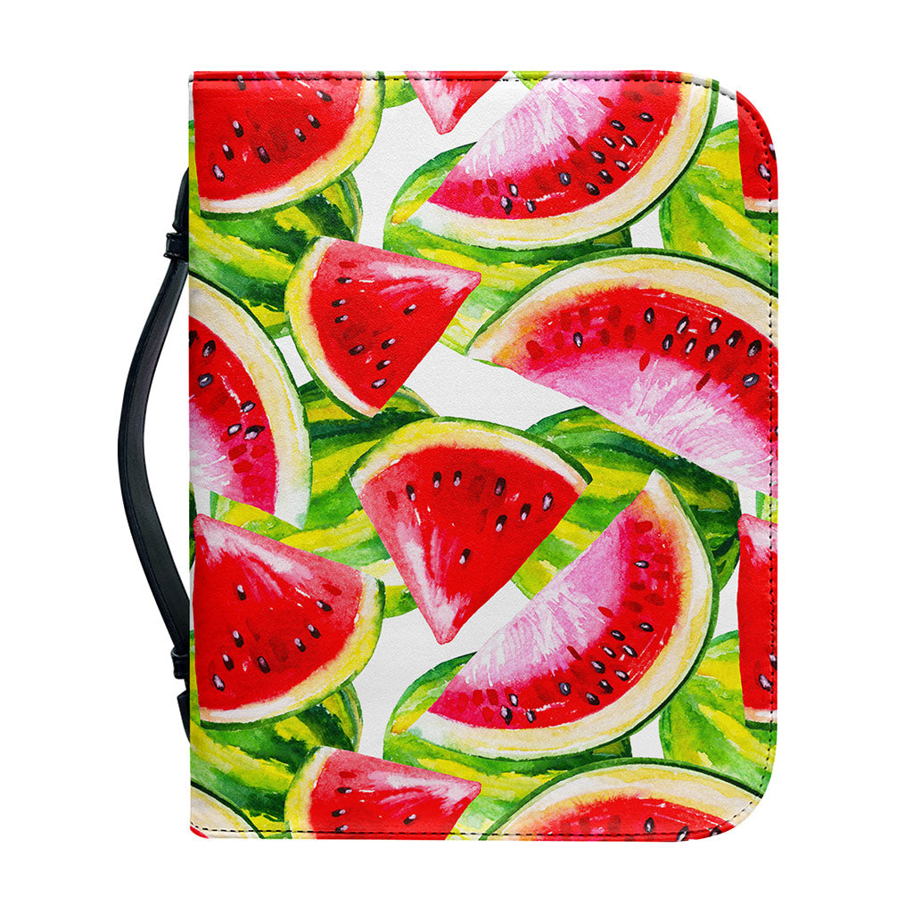 Watercolor Watermelon Pattern Print Leather Bible Cover