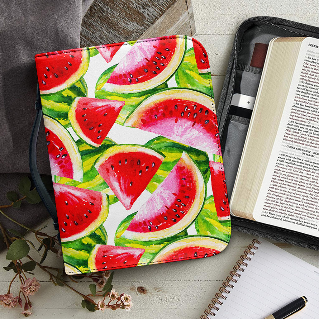Watercolor Watermelon Pattern Print Leather Bible Cover
