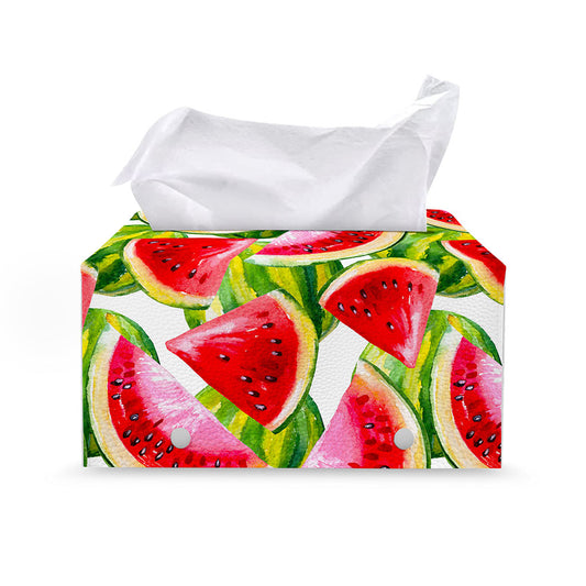 Watercolor Watermelon Pattern Print Leather Tissue Box Cover