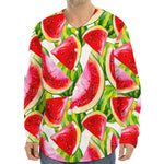 Watercolor Watermelon Pattern Print Long Sleeve Baseball Jersey