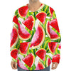 Watercolor Watermelon Pattern Print Long Sleeve Baseball Jersey