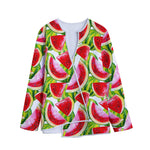 Watercolor Watermelon Pattern Print Long Sleeve Short Coat