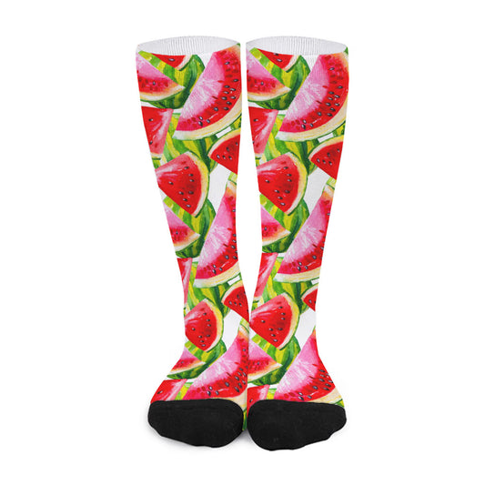 Watercolor Watermelon Pattern Print Long Socks