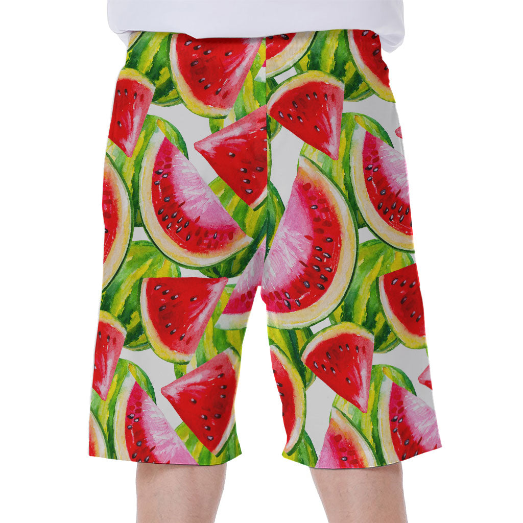 Watercolor Watermelon Pattern Print Men's Beach Shorts