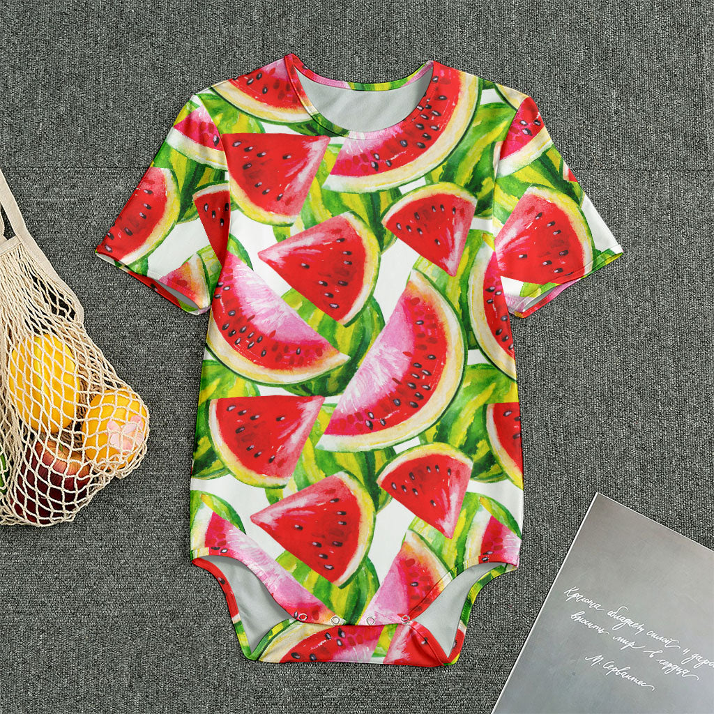 Watercolor Watermelon Pattern Print Men's Bodysuit